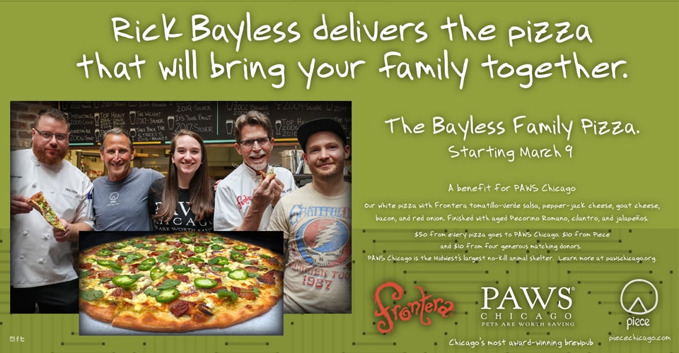 The Rick Bayless Family Pizza is now available.